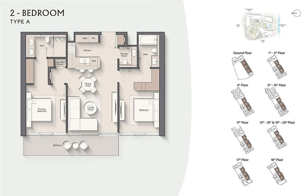 Costa Mare Ras Al Khaimah 2 Bedroom Apartment Floor Plan