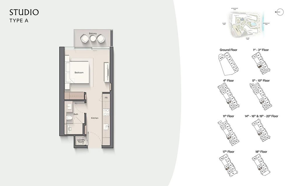 Costa Mare Ras Al Khaimah Studio Apartment Floor Plan